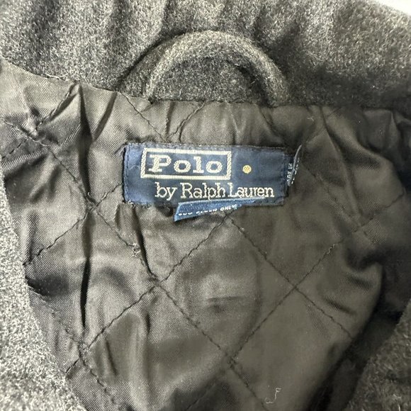 Polo Ralph Lauren Wool Jacket Men Size Large Pea Coat Military Vintage Gray - Picture 9 of 12